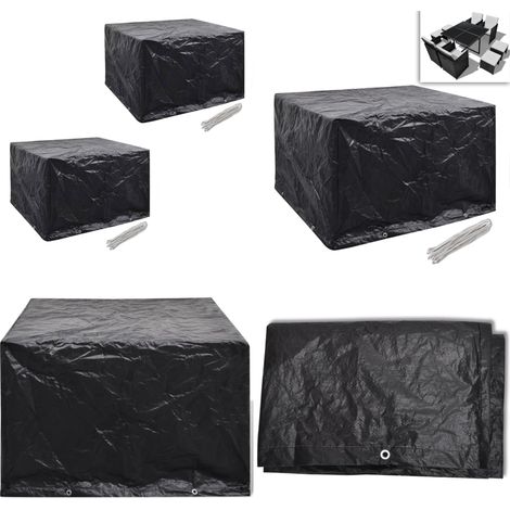 Fundas muebles de jardín 2 uds 4 pers 8 ojales ratán 113x113cm - Fundas para ratán - Protección de muebles