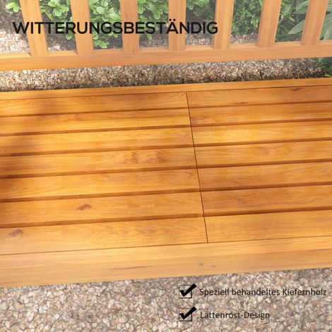 Banque de jardin en bois massif, table pliante extérieure, résistant aux intempéries, 153 cm x 56 cm x 91 cm, marron clair (1/5)