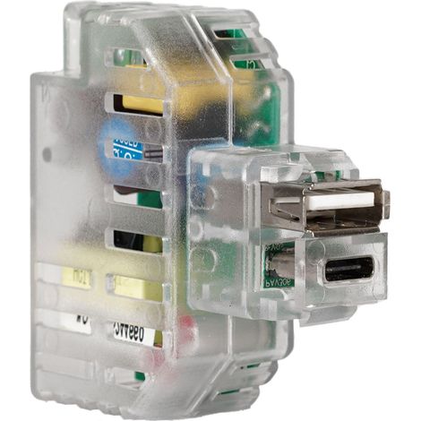 Alimentatore da incasso keystone it, 2 prese usb-a+c 2,4a, trasparente fanton 82893 (1/5)
