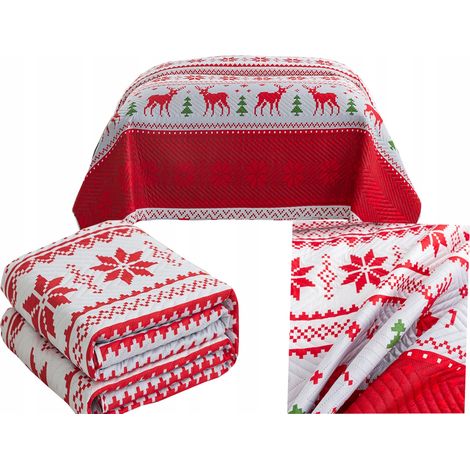Couverture de Noël matelassée pour lit 170x210 cm, motif de Noël (1/5)