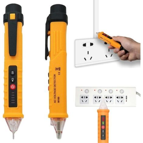 Détecteur de Tension Sans Contact, AC Testeur de Tension 12-1000V avec Sensibilité Réglable avec Lampe de Poche et Alarme Sonore, Test de Fil en Neutre/Phase et Détecter Firewire Ligne Zéro (1/5)