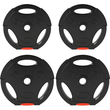 Kit of lestage includes 2 discs of 7,5 kg and 2 discs of 5 kg in polypropylene and sand, MM 30 x 5,5 cm and MM 27 x 4,5 cm, black (1/5)