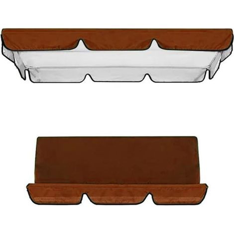 Kit de rechange pour balancelle 3 places avec toit et coussin d'assise réglables, pour balancelle de jardin, 1 housses de siège et housse (marron, 164 x 114 x 15 cm/1505010cm)