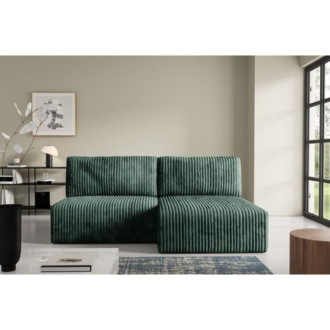 Ecksofa mit Schlaffunktion NATALIA XS in Stoff Tilia Grün Ottomane Rechts