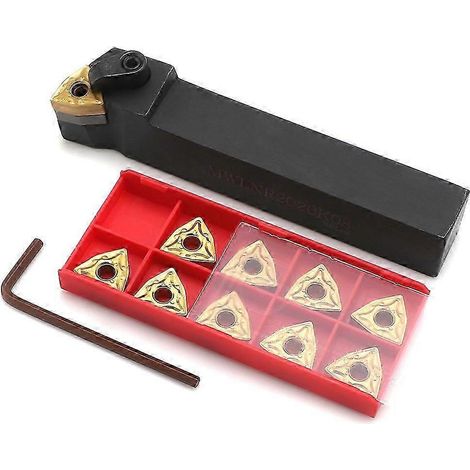 Ensemble de 10 outils de coupe pour tour CNC, outils de tournage de métaux avec porte-outils compatibles avec RN metalworkingWHBYV (1/4)
