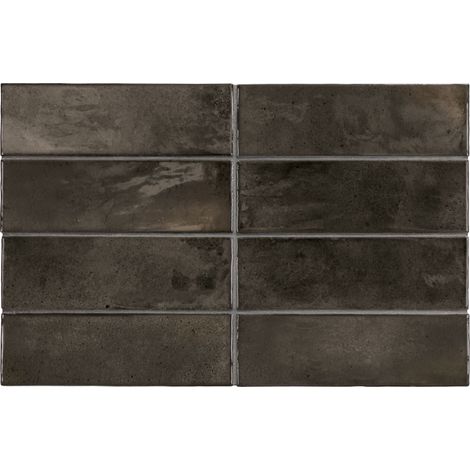 Carrelage mural faïence effet rustique THANGLONG 16.1x5.1cm Black ash - Brillant - boîte de 0.55 m2 16.1x5.1 cm Black ash - Brillant / Poli - boîte d