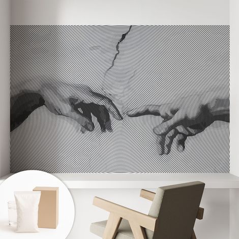 Papier peint intissé mural classique avec imprimé motifs décoratifs design élégant non‑tissé Mains hypnotiques 104x70 cm (1/5)