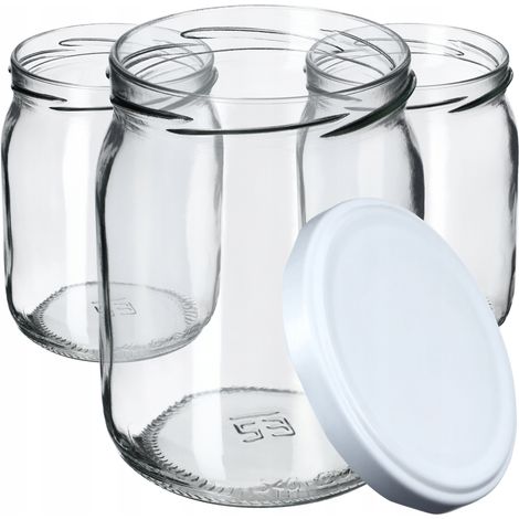KADAX Tarros de Mermelada 540 ml con Tapa de Rosca - Tarros de Mermelada - Tarros de Conservación para Pepinos - Blanco (1/5)
