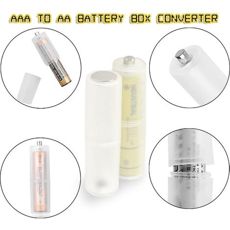 Adaptateur convertisseur de boîtier de batterie AAA vers AA, convertisseur de taille de batterie, commutateur de boîtier (1/5)