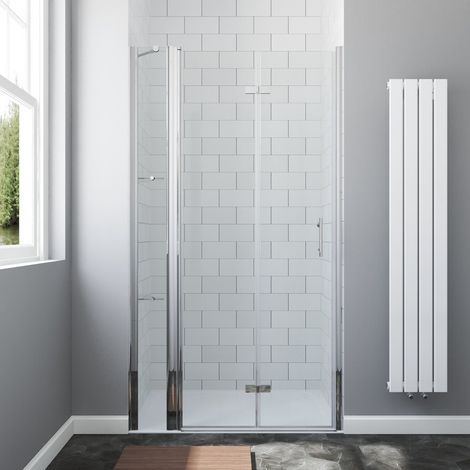 90x197 cm Nischentür Duschtür Falttür Nano Glas Duschwand Faltbar Glastür, Spritzschutz im Bad, barrierefrei einbaubar (1/5)