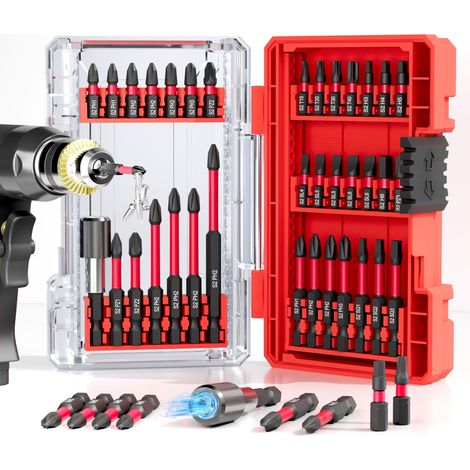 Lot de 35 embouts de tournevis S2 en acier avec boîte de rangement, utilisés pour les tournevis électriques et les perceuses électriques (1/5)