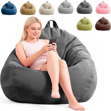 XL Bean Bag Drop-Shaped Poufs Only Cover, Large XL Bean Bag Chair, Bean Bag for Living Room, Children's Room, Outdoor Sofa, 100 x 120 cm (1/2)