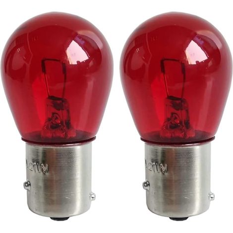 ampoule 12V 21W BAW15S PR21W rouge 12088 7508 ergots décalés simple filament feu arrière stop brouillard arrière voiture électrique (Lot de 2)