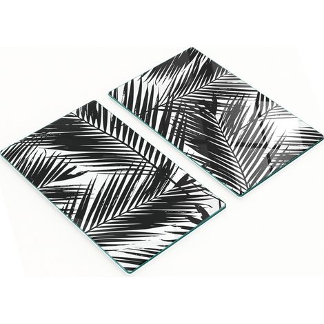 Tablas de cortar decorativas de cristal para cocina con dise帽o de hojas de palma, 2x30x52 cm.