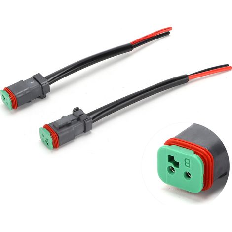 Lot de 2 connecteurs DT 2 broches mâle/femelle étanches IP68 pour faisceau de câblage de barre lumineuse LED de travail (1/5)