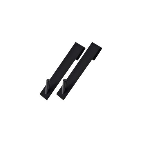 TAISHENGDA Lot de 2 Crochets Simples Allongés pour Porte en Verre, Acier Inoxydable Noir, Installation Sans Perçage, Support pour Serviettes, Peignoirs et Vêtements, 17,7 x 3 cm (1/4)