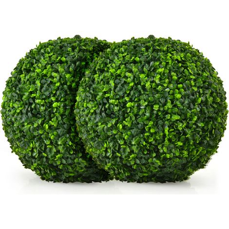 Lot de 2 boules topiaires artificielles 40 x 40 x 40 cm décoratives et résistantes au soleil en plastique vert