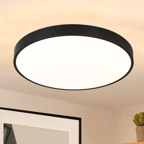 ZMH Plafonnier LED Noir Plafonnier - 12W Lampe de salle de bain Blanc chaud Lampe de cuisine Plat IP44 Etanche 21cm Rond Moderne Lampe de couloir pour salon salle de bain chambre (1/5)