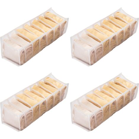 Organiseur De Tiroir - Maille Nylon Respirant - Pour T-Shirts Sous-Vêtements Chaussettes - 32 X 12 X 12 Cm - Lot De 4 (1/5)