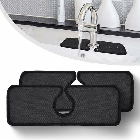 Tapis Robinet - 46 x 10 cm - Anti-Éclaboussures Évier Cuisine Salle De Bain - Base Caoutchouc Non Glissante - Absorbant Rapide Séchage - Lot De 2 (1/5)