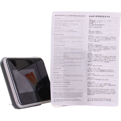 Réveil projecteur numérique orientable à 180° avec station météo, affichage couleur LED de la température et de l'humidité, et calendrier perpétuel. (1/5)