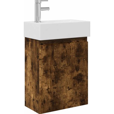 Mobile bagno con rubinetto Rovere Fumo 45,5 x 22,5 x 84 cm vidaXL