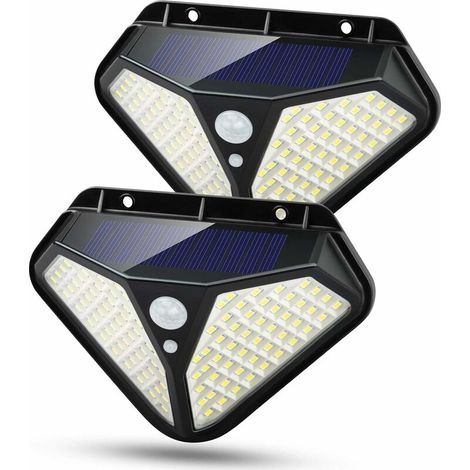 Solar Lights Outdoor, 3 Optional Modes 102 LED Solar Powered Security Lights with Waterproof Wireless Solar Security Lights Motion Sensor for Outdoor Gate, Yard, Steps, Patio, Fence, Driveway(2-Pack) (1/5)