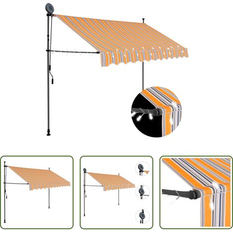 Handbetriebene Markise - Einziehbare Markise Handbetrieben mit LED 300 cm Gelb und Blau (1/5)