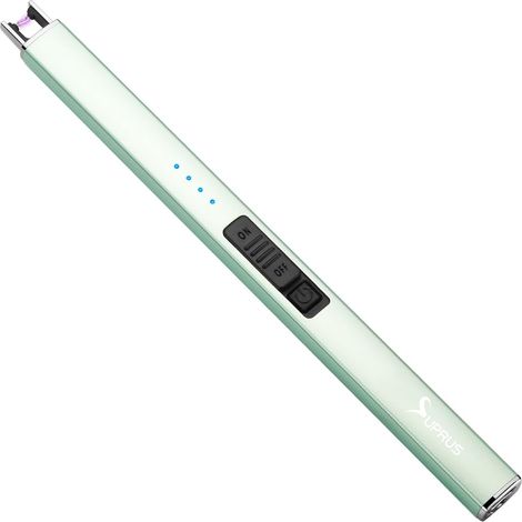 Briquet électrique à Arc, Coupe-Vent, sans Flamme, USB, Rechargeable, avec Serrure de sécurité, pour Bougie, Barbecue, Camping, Vert (1/5)