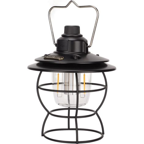 Wiederaufladbare LED-Campinglampe, Retro-Stil, klassische Tischlampe mit Dimmer, tragbar, zum Aufhängen für Zelt, Sturm, Wandern, Innenbereich (mit eingebautem Akku) (1/5)