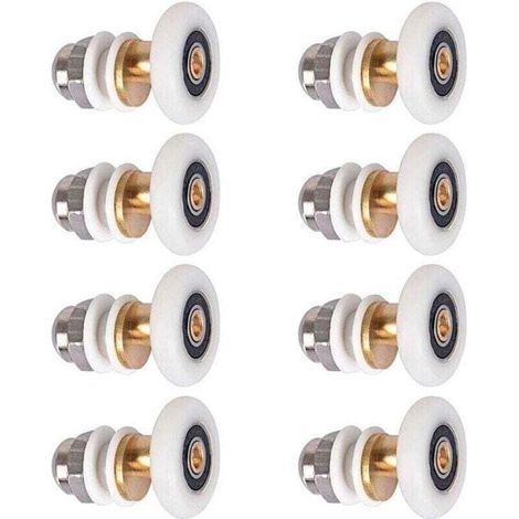 8 Pièces Roulettes Douche 25mm, XU, Roulette Porte Coulissante Douche Roulement pour Porte de Douche - KZQ (1/4)