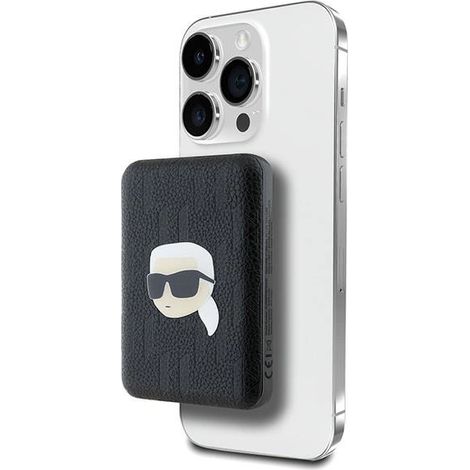 Batería externa Karl Lagerfeld Powerbank inductiva KLPB5FPGKSKIHK 15W 5000mAh negro/negro Pin con cabeza Karl MagSafe (1/5)