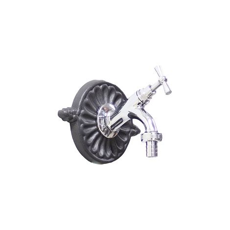 Rosace en aluminium pour fontaines, bacs de jardin, petit robinet modèle Liberty avec robinet en laiton, finition au choix :chromé