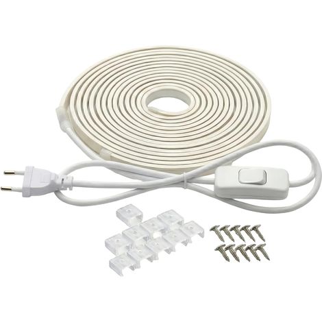 Ruban LED COB 220V, Bandeau LED Cuisine Haute Densité 15W/m, Etanche IP67 Lumière Linéaire Uniforme sans Points, Bande Lumineuse pour Exterieur, Jardin, Corniche, Prise UE (Blanc, 3 m) (1/5)