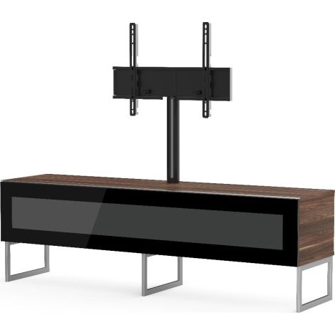 Meuble TV avec support écran verre infrarouge et bois foncé Belovo 160 cm (1/5)