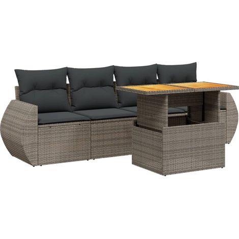 Maison Exclusive - 5-tlg. Garten-Sofagarnitur mit Kissen Grau Pol