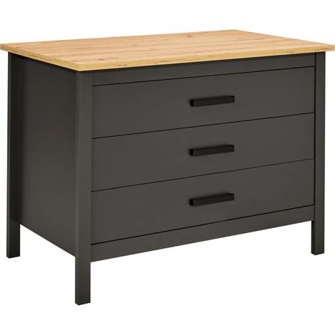 Isola da Cucina Antracite Rovere Tavolo Bar con 3 Cassetti Soft-Close (1/5)