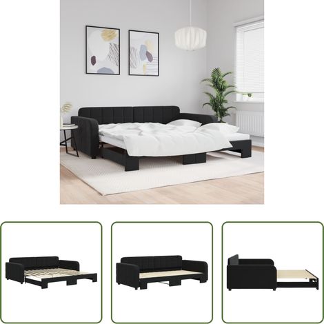 vidaXL Sofa-Bett - Tagesbett Ausziehbar Schwarz 100x200 cm Samt (1/5)
