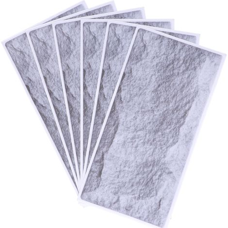 Lot de 6 stickers muraux mats à motif pierre rétro 3D, autocollant pour fond de papier peint. (1/5)
