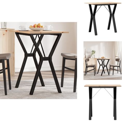 Table à manger cadre en Y 80x50x75 cm bois de pin massif acier - Table À Manger - Table De Cuisine - Table Ronde - Bois Massif - Style Rustique (1/5)