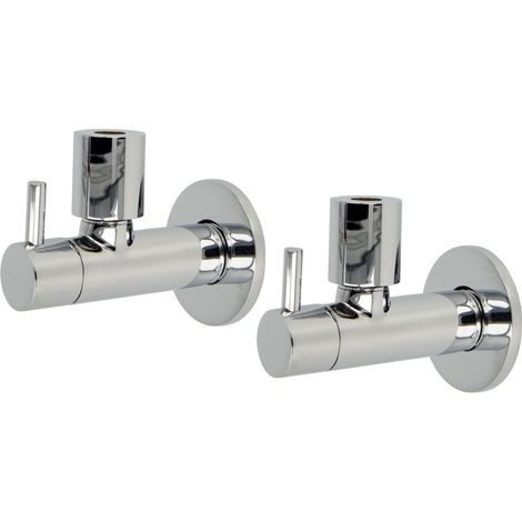 Vanne d'angle design 1/2’’- paquet double chromé, avec raccord de serrage+rosace