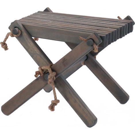 Table d’appoint / repose-pieds LILLI en pin huilé gris – EcoFurn