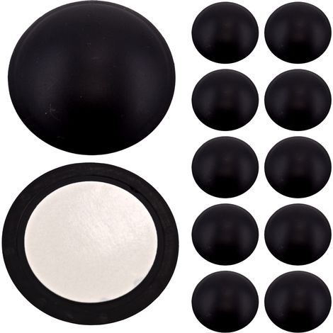Tope de puerta autoadhesivo para paredes, negro, flexible, 10 unidades. (1/5)