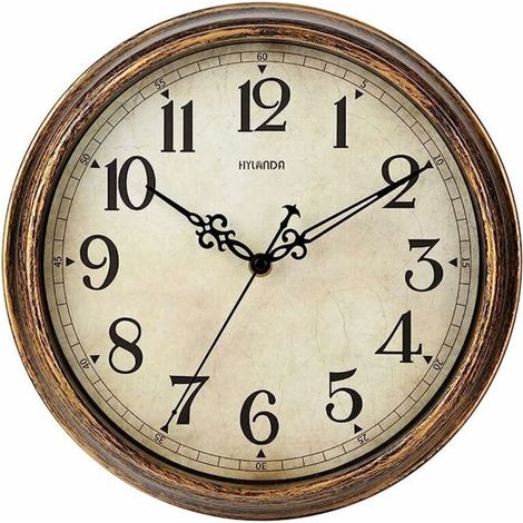 Vintage battery-operated wall clock, 30.5 cm, silent, decorative for living room, kitchen, school, office, decorative pendulum (1/4)