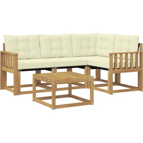 vidaXL Outdoor Sofa Set with Cushion 5 pcs White and Cream (1/4)