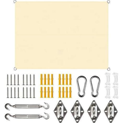 Rechteckiges Sonnensegel mit Ösen, 3 x 4 m, inklusive Befestigungsmaterial, für Balkon, UV-Schutz und witterungsbeständig, für Terrasse (1/5)