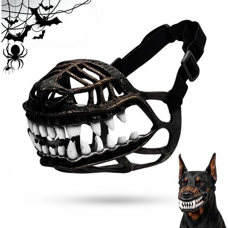 Beyamis Couvre-gueule à crocs de chien (bande élastique ajustable) Noir (1/5)