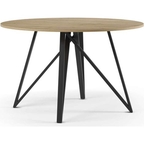 Mesa para comedor redonda fija Md-Saúl acabado roble cadiz, 120cm(ancho) 75cm(altura) 120cm(fondo).