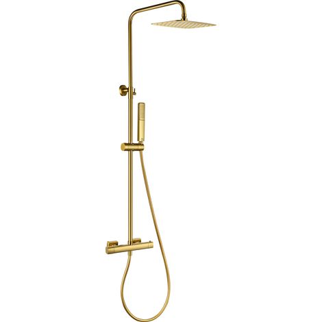 Conjunto ducha termostático Toscana oro cepillado [ IMEX® ]