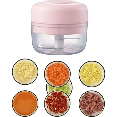 Tritatutto elettrico portatile per aglio, zenzero e aglio, pratico aiuto in cucina per tagliare carne, frutta e verdura - Crezuo (1/4)